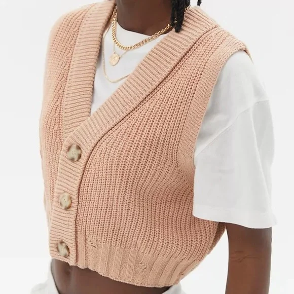 URBAN OUTFITTERS, BDG Knit Button Sweater Vest, S